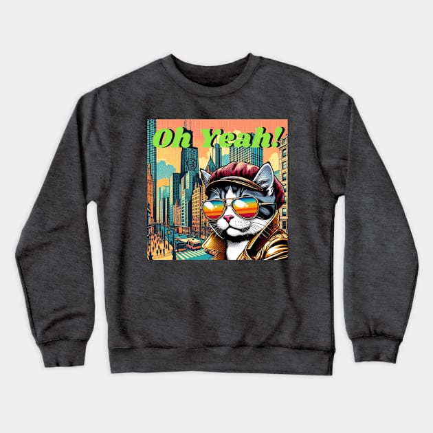 This cool cat is out on the town baby! Crewneck Sweatshirt by The Artful Barker